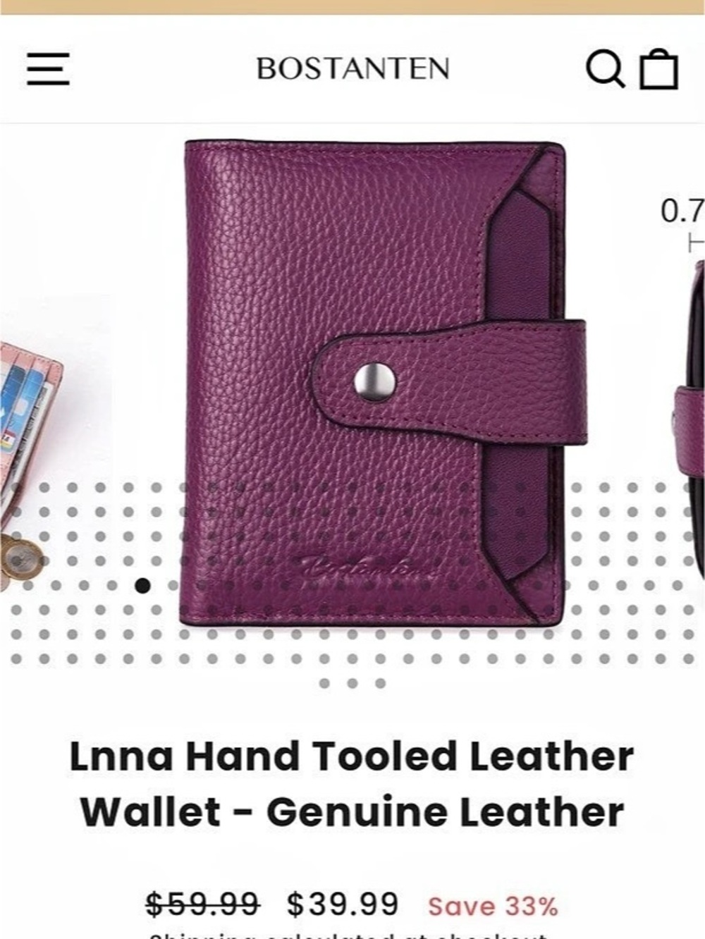 BOSTANTEN Linna Hand Tooled Leather Wallet Leather Wallet in sold out pebble Pur
